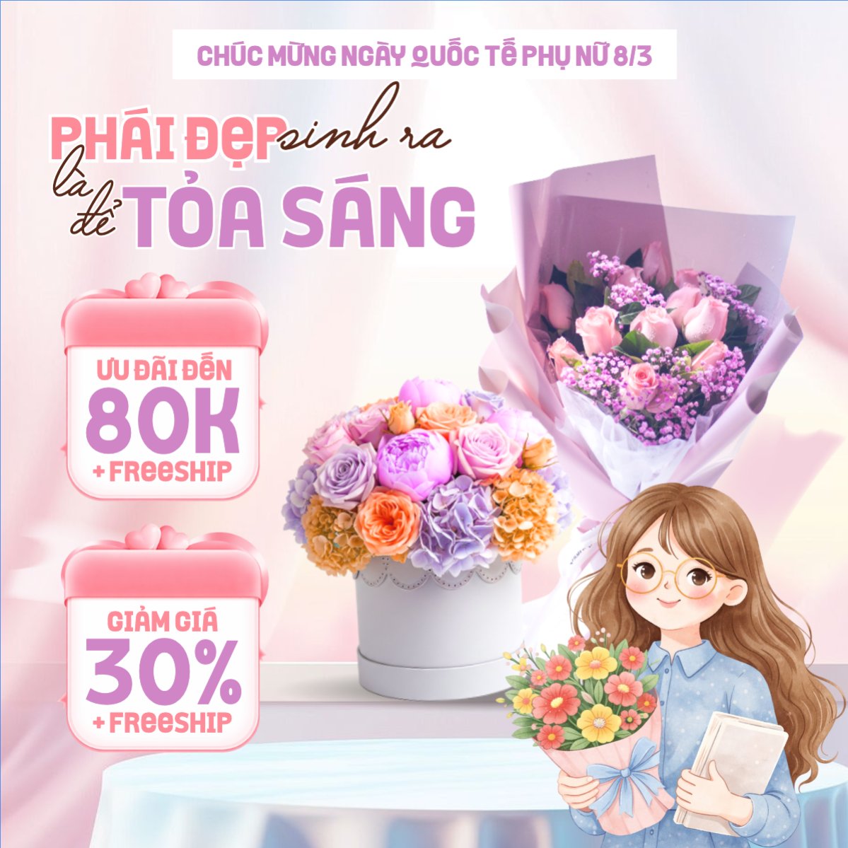 Mẫu Khung San Pham Happy Women's Day 8/3 — LayerPic