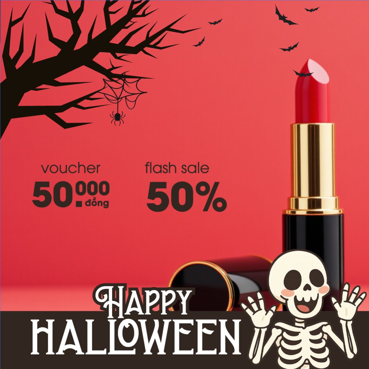 Halloween, lễ hội ma quái, son, mỹ phẩm, cosmetic, sự kiện, event, dễ thương, cute, chibi, hoạt hình, cartoon