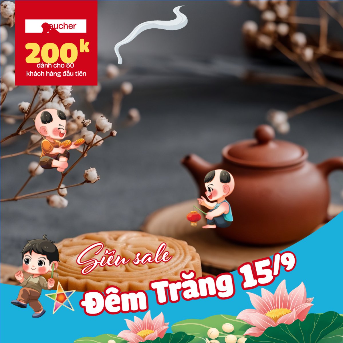 Mẫu Khung San Pham Trung thu, Tết Đoàn Viên, mid-autumn festival, sự kiện, ẩm thực, food, event, cute, dễ thương, chibi, hoạt hình — LayerPic