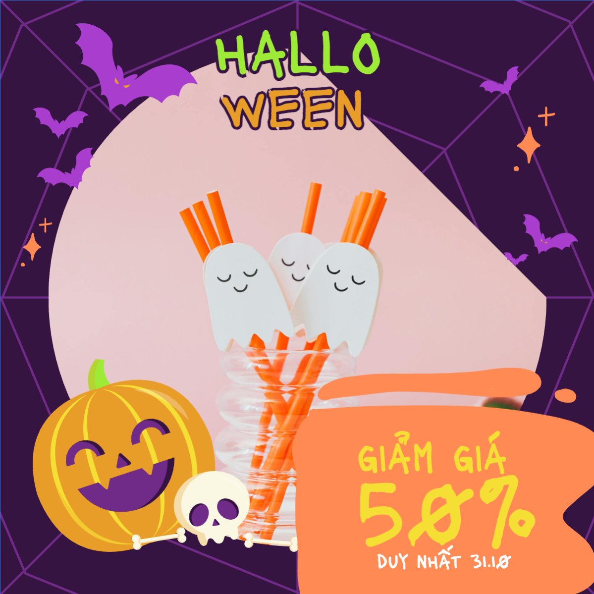 Mẫu Khung San Pham Halloween, lễ hội ma quái, sự kiện, event, văn phòng phẩm, giáo dục, education, dễ thương, cute, chibi, hoạt hình, cartoon — LayerPic