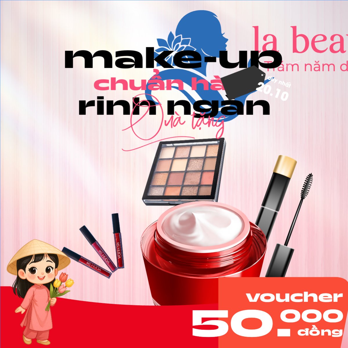 Mẫu Khung San Pham 20/10, Ngày phụ nữ Việt Nam, Vietnamese Women's Day, phụ nữ, sự kiện, event, mỹ phẩm, làm đẹp, beauty, hiện đại, modern — LayerPic
