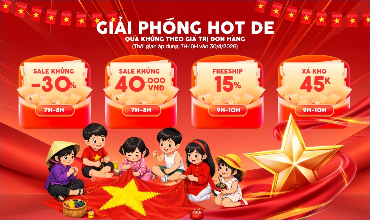 Mẫu Banner Ngang Giải phóng Hot Deal 30/4 và 1/5 — LayerPic
