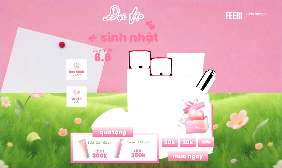 Mẫu Banner Ngang Đại tiệc sinh nhật — LayerPic