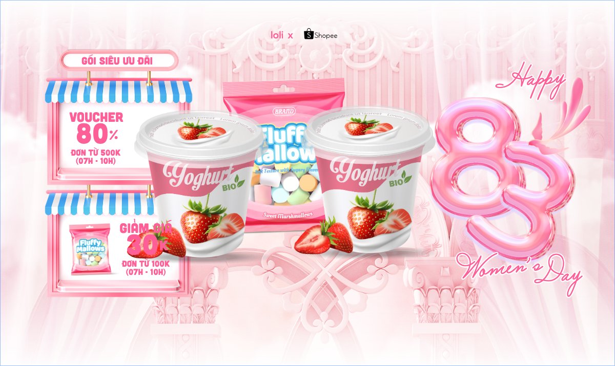 Mẫu Banner Ngang Happy Women's Day 8/3 — LayerPic