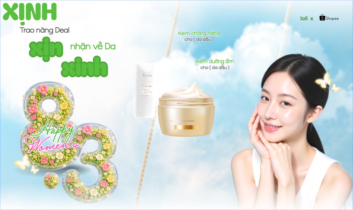 Mẫu Banner Ngang Trao nàng Deal xịn nhận về Da xinh — LayerPic