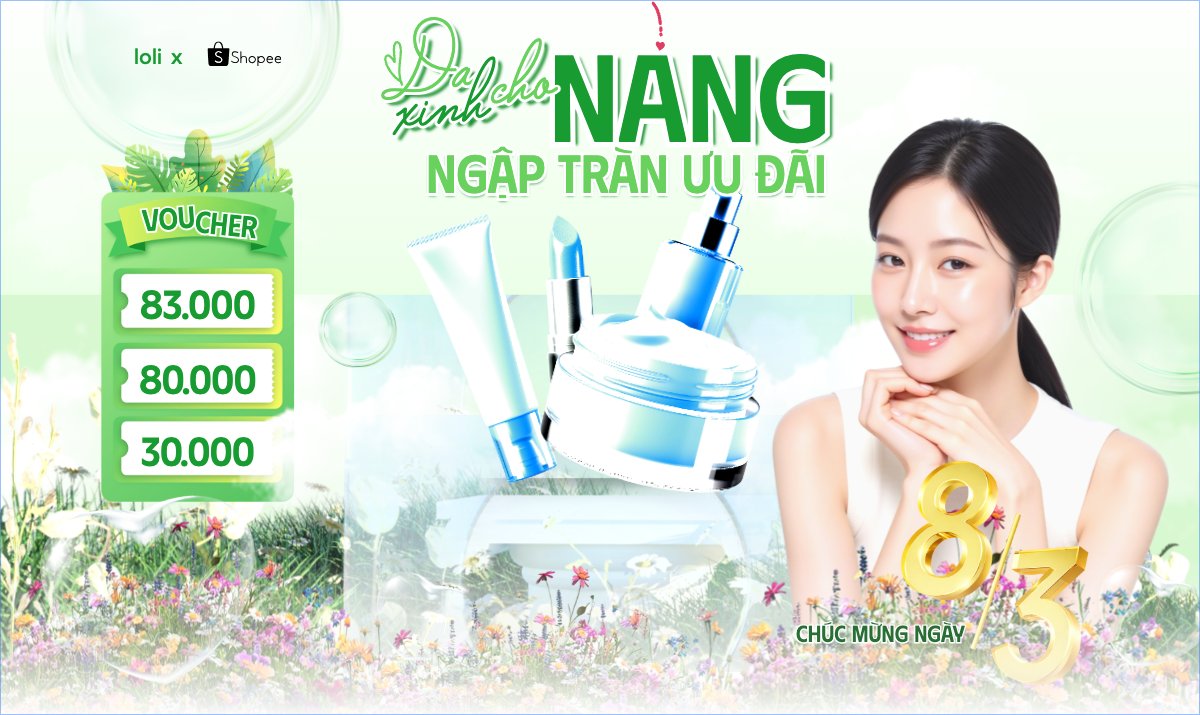 Mẫu Banner Ngang Da xinh cho nàng ngập tràn ưu đãi 8/3 — LayerPic