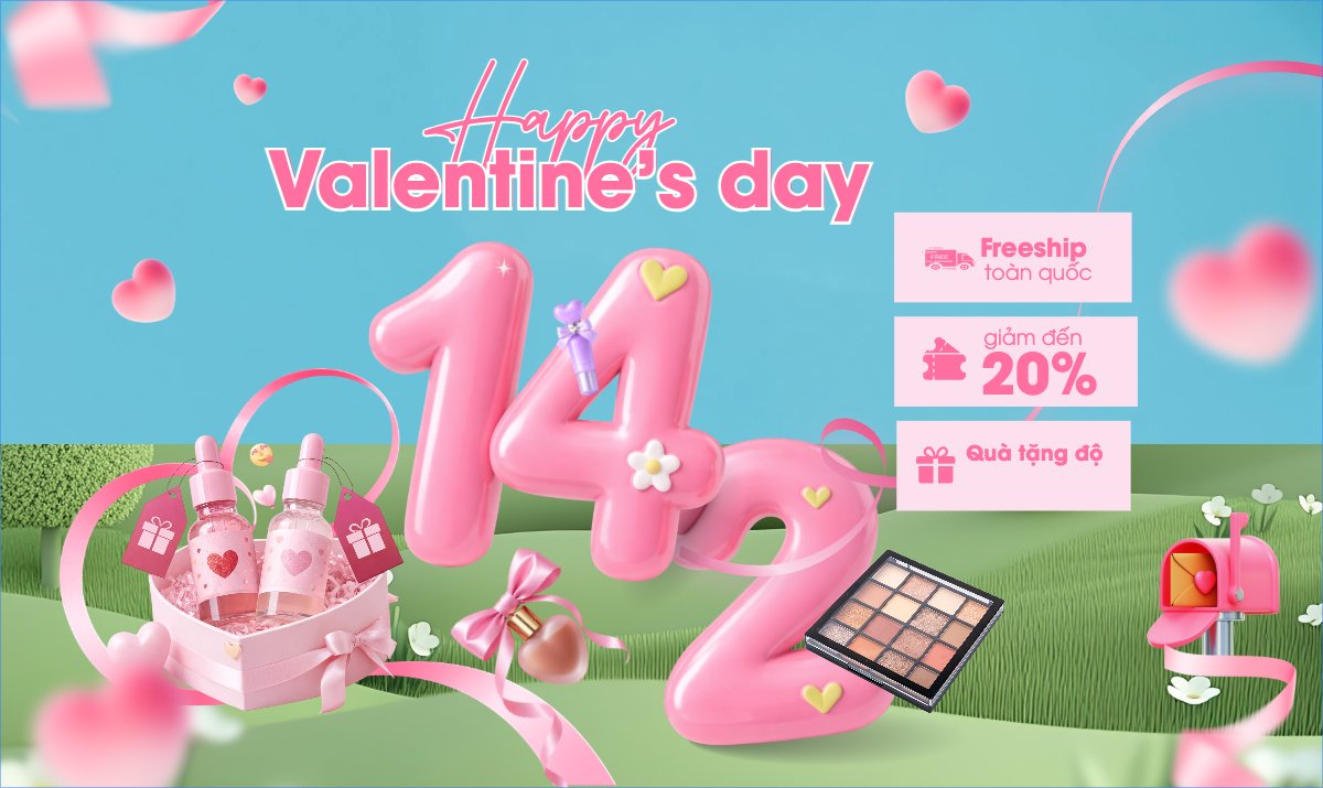 Mẫu Banner Ngang Happy valentine's day — LayerPic