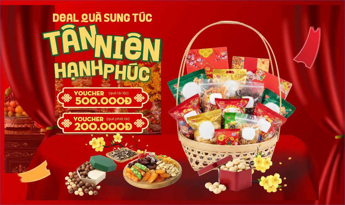 Mẫu Banner Ngang Deal quà sung túc tân niên hạnh phúc — LayerPic