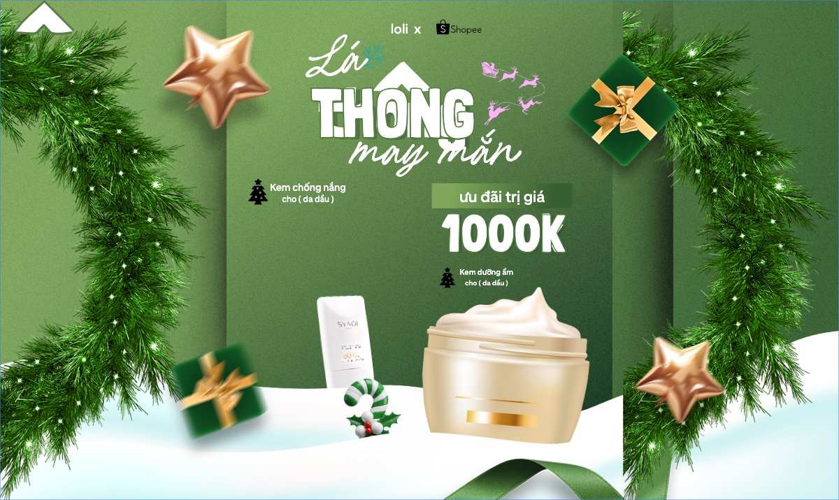 Mẫu Banner Ngang Lá thông may mắn — LayerPic