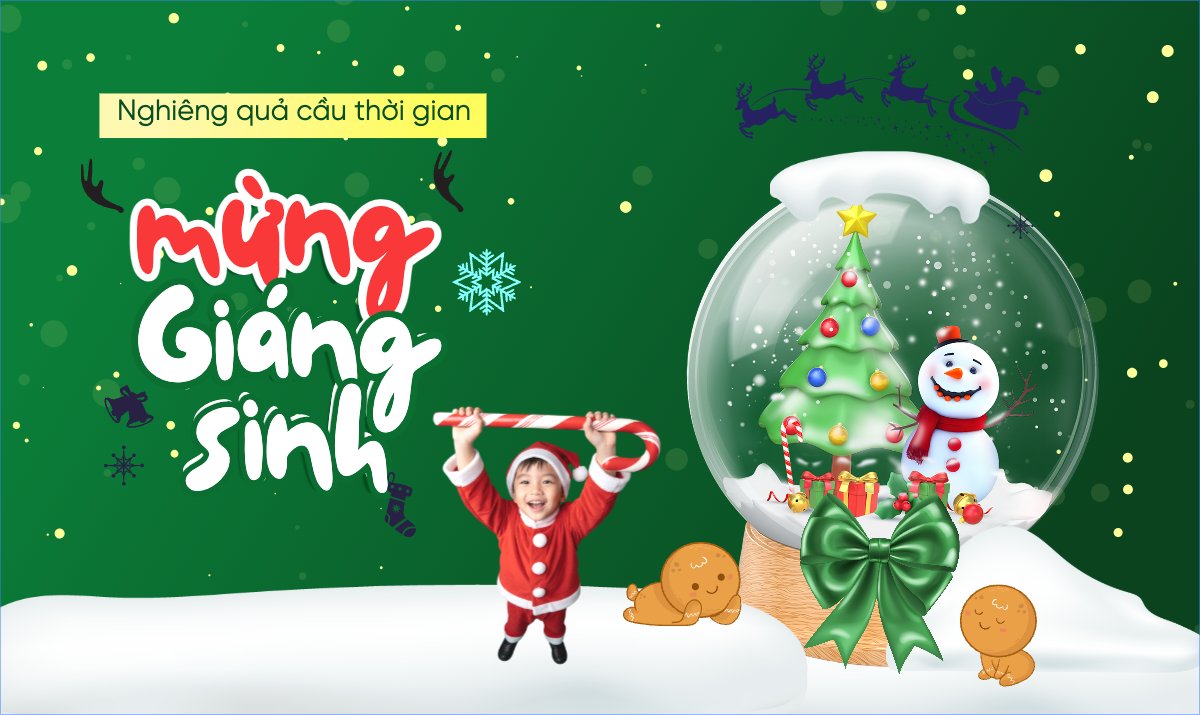 Mẫu Banner Ngang Nghiêng quả cầu thời gian mừng giáng sinh — LayerPic