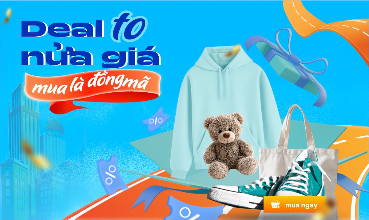 Mẫu Banner Ngang Deal to nửa giá mua là đồng mã — LayerPic