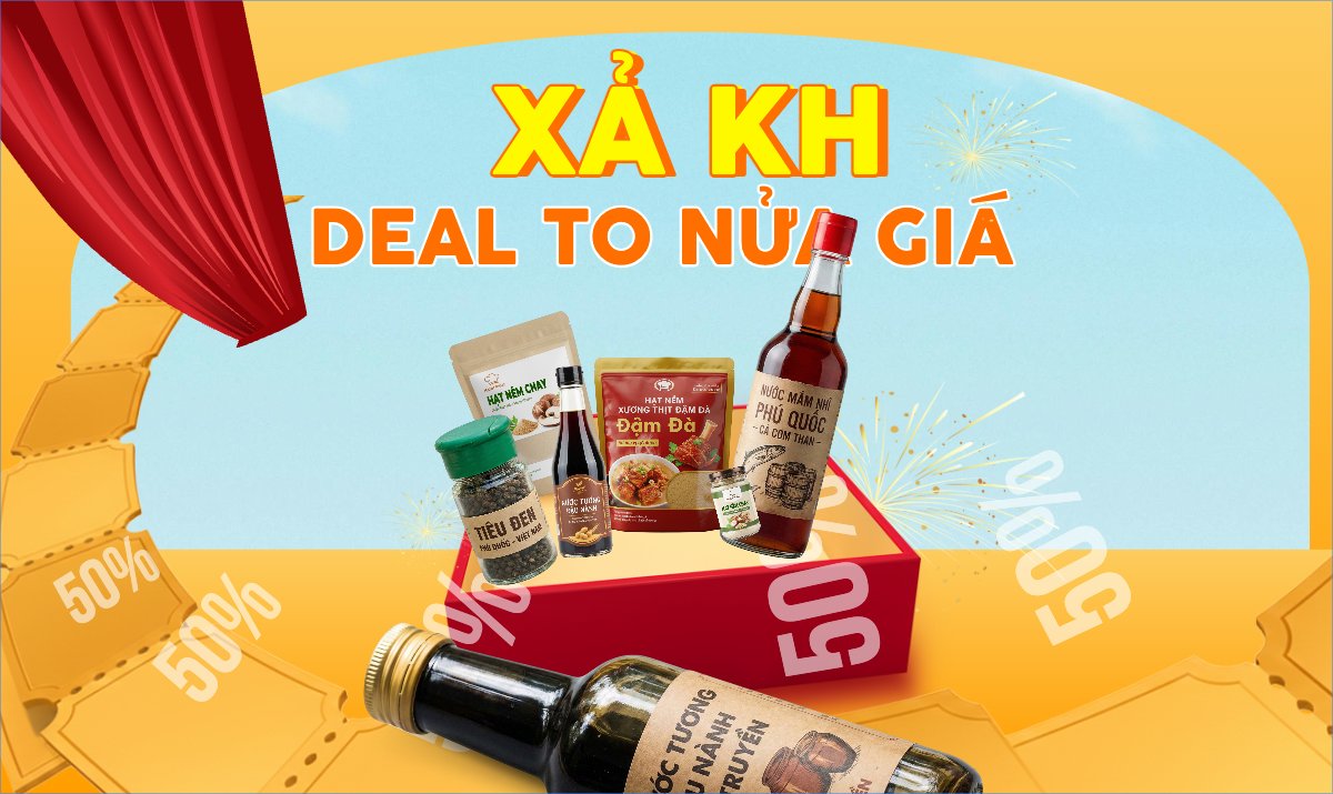 Mẫu Banner Ngang Xả kho deal to nửa giá — LayerPic