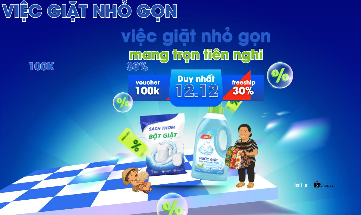Mẫu Banner Ngang Việc giặt nhỏ gọn mang trọn tiện nghi — LayerPic