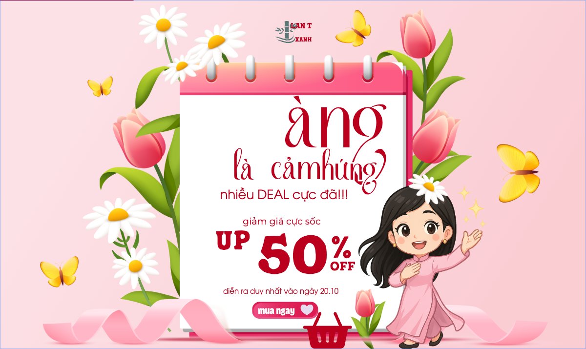 Mẫu Banner Ngang 20/10, Ngày phụ nữ Việt Nam, Vietnamese Women's Day, phụ nữ, sự kiện, event, dễ thương, cute, chibi, hoạt hình, cartoon — LayerPic