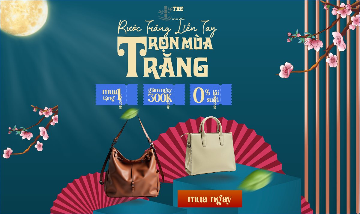 Mẫu Banner Ngang Trung thu, Tết Đoàn Viên, mid-autumn festival, fashion, thời trang, túi, bag, hiện đại, modern, đơn giản — LayerPic