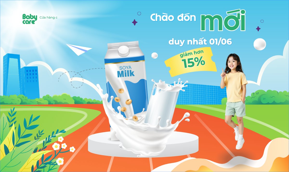 Mẫu Banner Ngang Quốc tế thiếu nhi, 1/6, trẻ em, quảng cáo, giảm giá, ưu đãi, sale, ẩm thực, nước uống — LayerPic