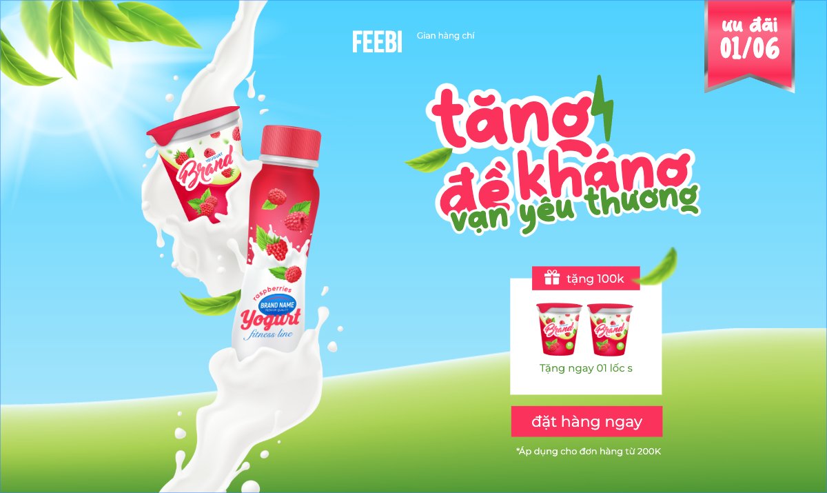 Mẫu Banner Ngang Quốc tế thiếu nhi, 1/6, trẻ em, quảng cáo, giảm giá, ưu đãi, sale, ẩm thực, nước uống — LayerPic