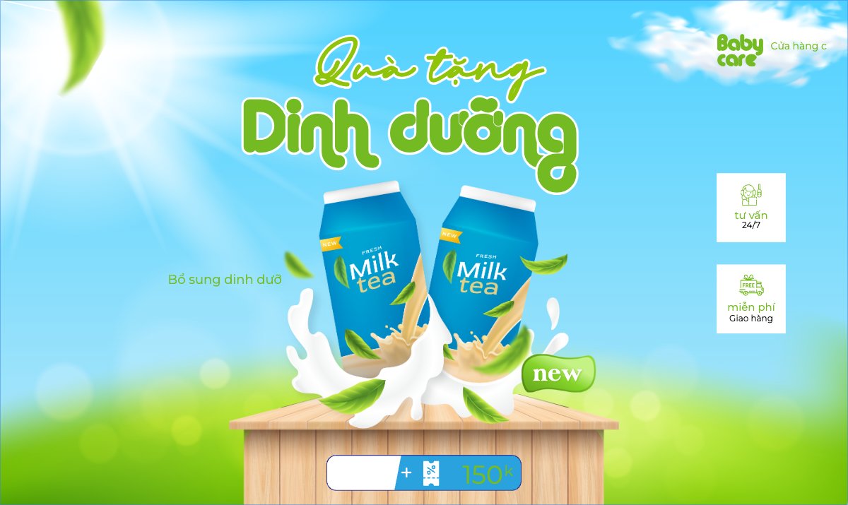 Mẫu Banner Ngang Quốc tế thiếu nhi, 1/6, trẻ em, quảng cáo, giảm giá, ưu đãi, sale, ẩm thực, nước uống — LayerPic