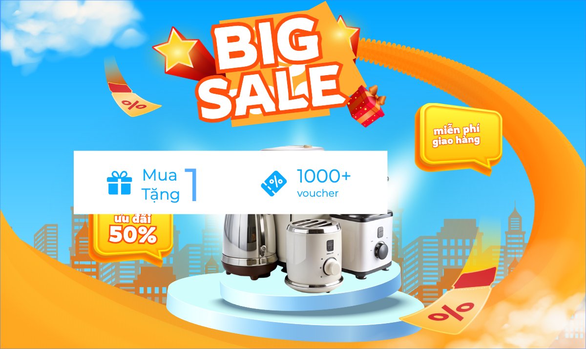 Mẫu Banner Ngang Giảm giá, sale, gia dụng, đồ gia dụng, nhà bếp — LayerPic