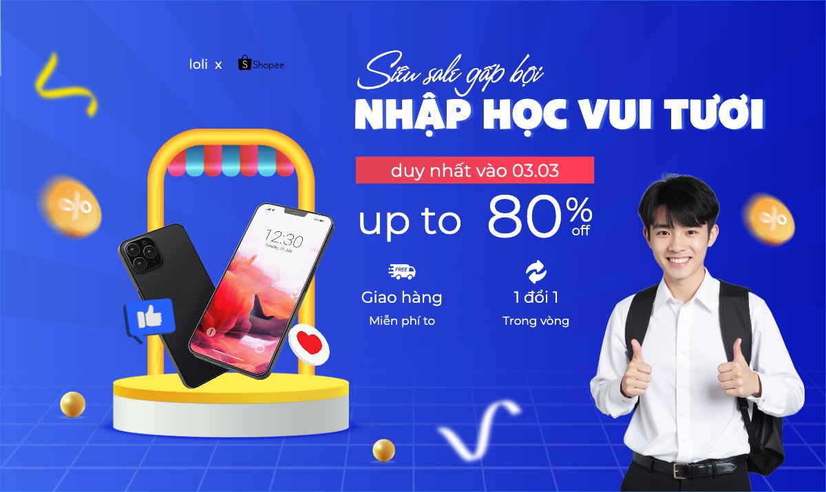 Mẫu Banner Ngang Giảm giá, sale, điện thoại, tựu trường, giáo dục, công nghệ, technology, điện tử, electronic — LayerPic