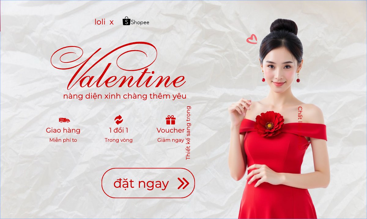 Mẫu Banner Ngang Mua sắm, giảm giá, sale, valentine, lễ tình nhân, sự kiện, event, thời trang — LayerPic