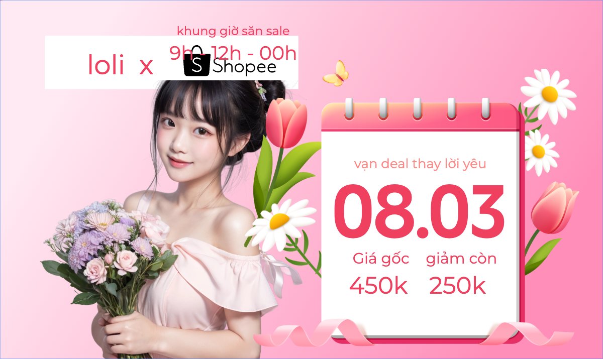 Mẫu Banner Ngang Mua sắm, giảm giá, sale, 8/3, quốc tế phụ nữ, women's day, beauty, làm đẹp, thẩm mỹ, sự kiện, event — LayerPic