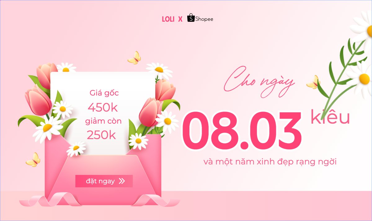 Mẫu Banner Ngang Mua sắm, giảm giá, sale, 8/3, quốc tế phụ nữ, women's day, beauty, làm đẹp, thẩm mỹ, sự kiện, event — LayerPic