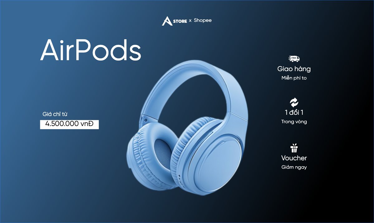 Mẫu Banner Ngang Tai nghe, earphone, headphone, công nghệ, technology, điện tử, electronic — LayerPic