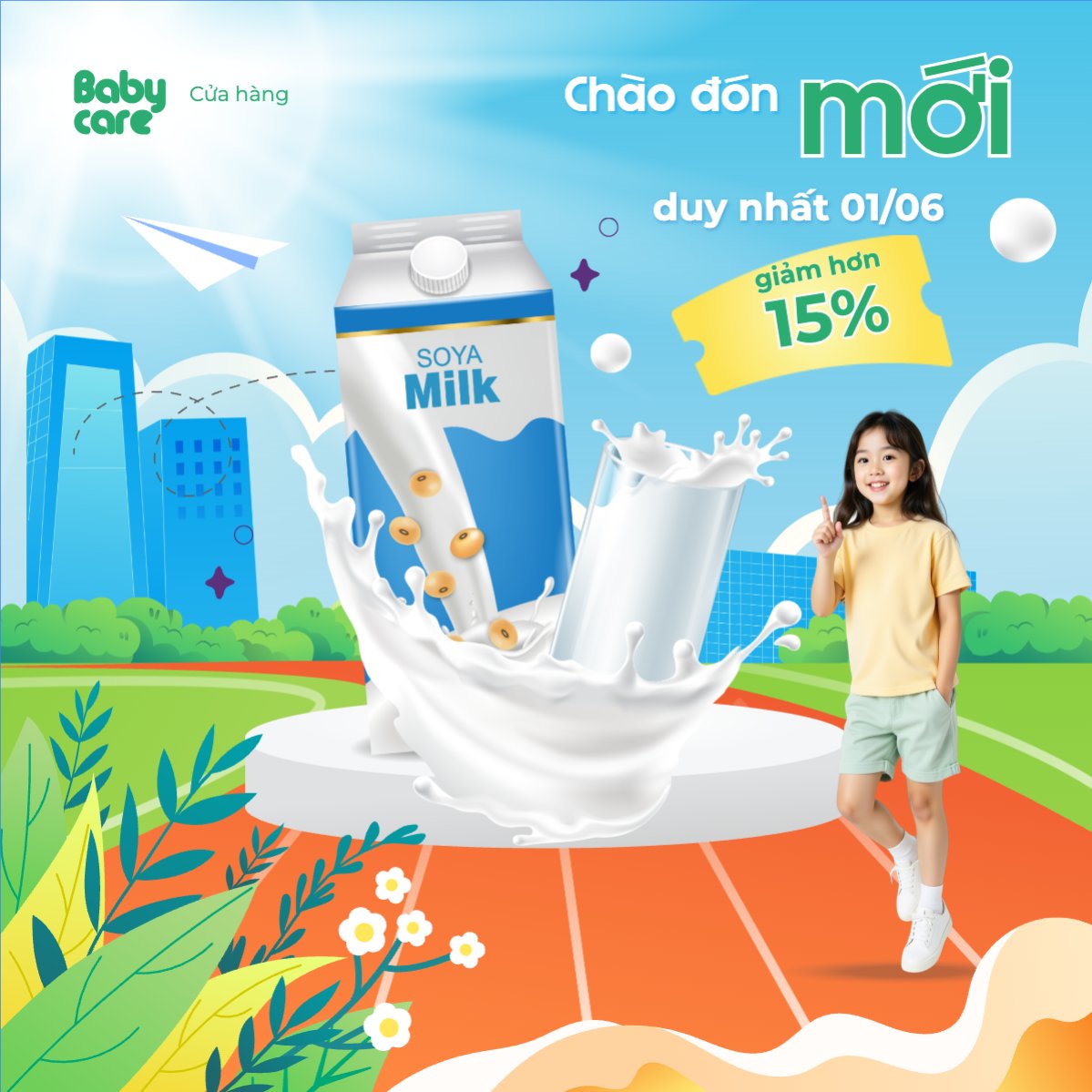 Mẫu Ảnh Sản Phẩm Quốc tế thiếu nhi, 1/6, trẻ em, quảng cáo, giảm giá, ưu đãi, sale, nước uống, drink — LayerPic