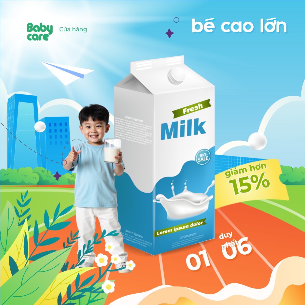 Quốc tế thiếu nhi, 1/6, trẻ em, quảng cáo, giảm giá, ưu đãi, sale, nước uống, drink