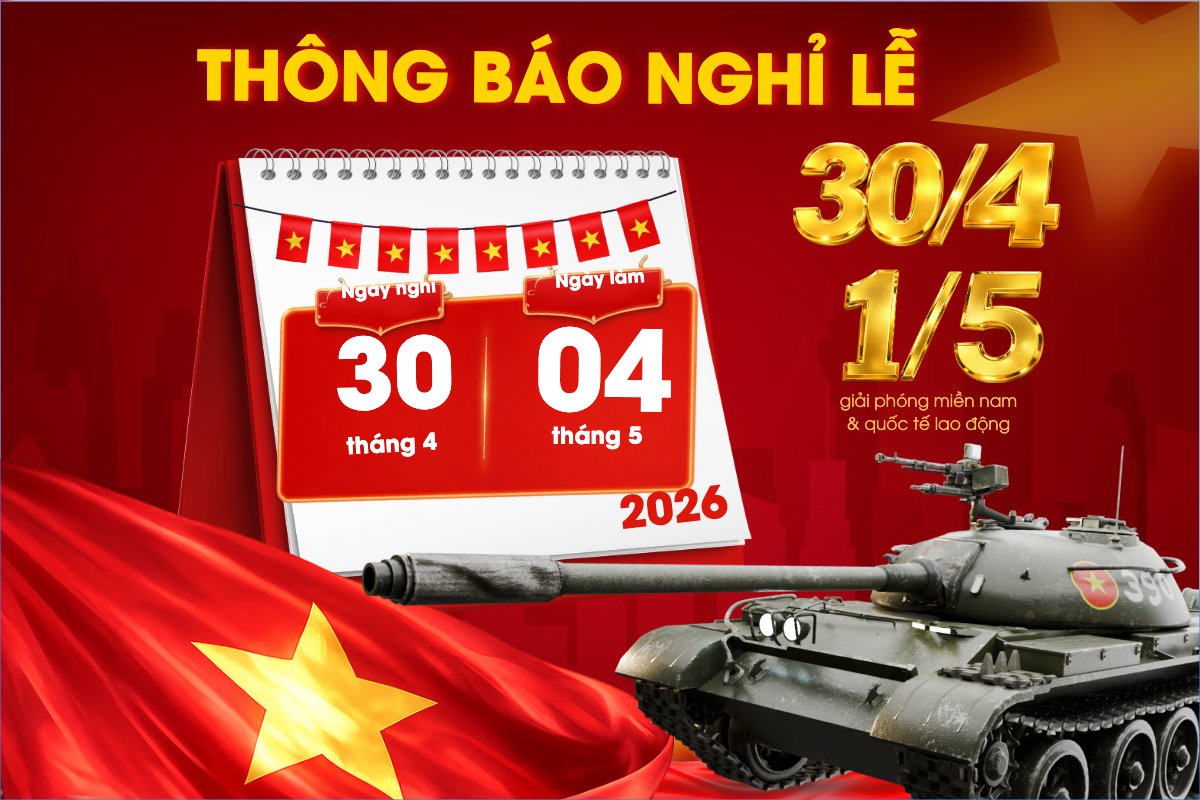 Mẫu Bài post MXH ngang Lịch nghỉ lễ 30/4-1/5 — LayerPic
