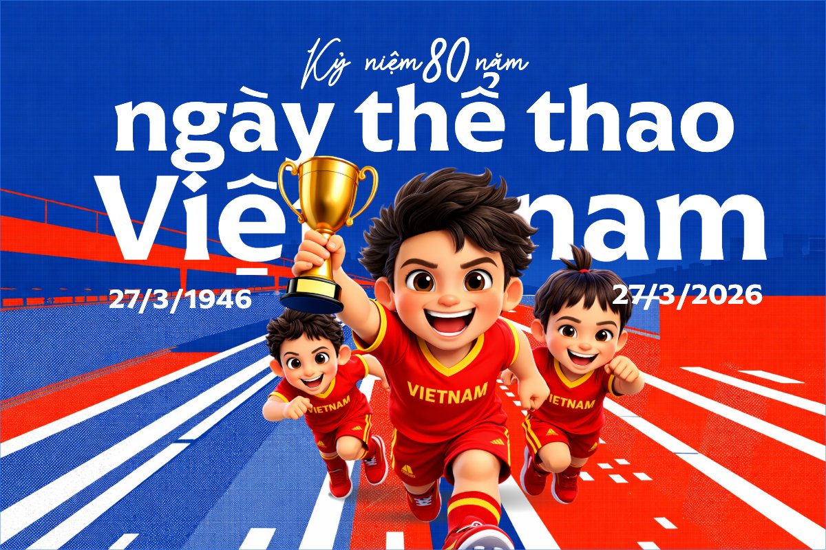 Mẫu Bài post MXH ngang Ngày thể thao Việt Nam 27/3 — LayerPic