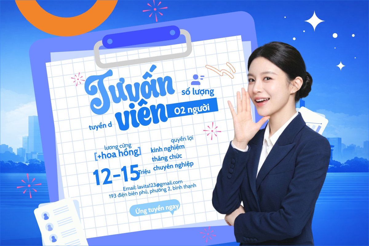 Mẫu Bài post MXH ngang Tuyển dụng tư vấn viên — LayerPic