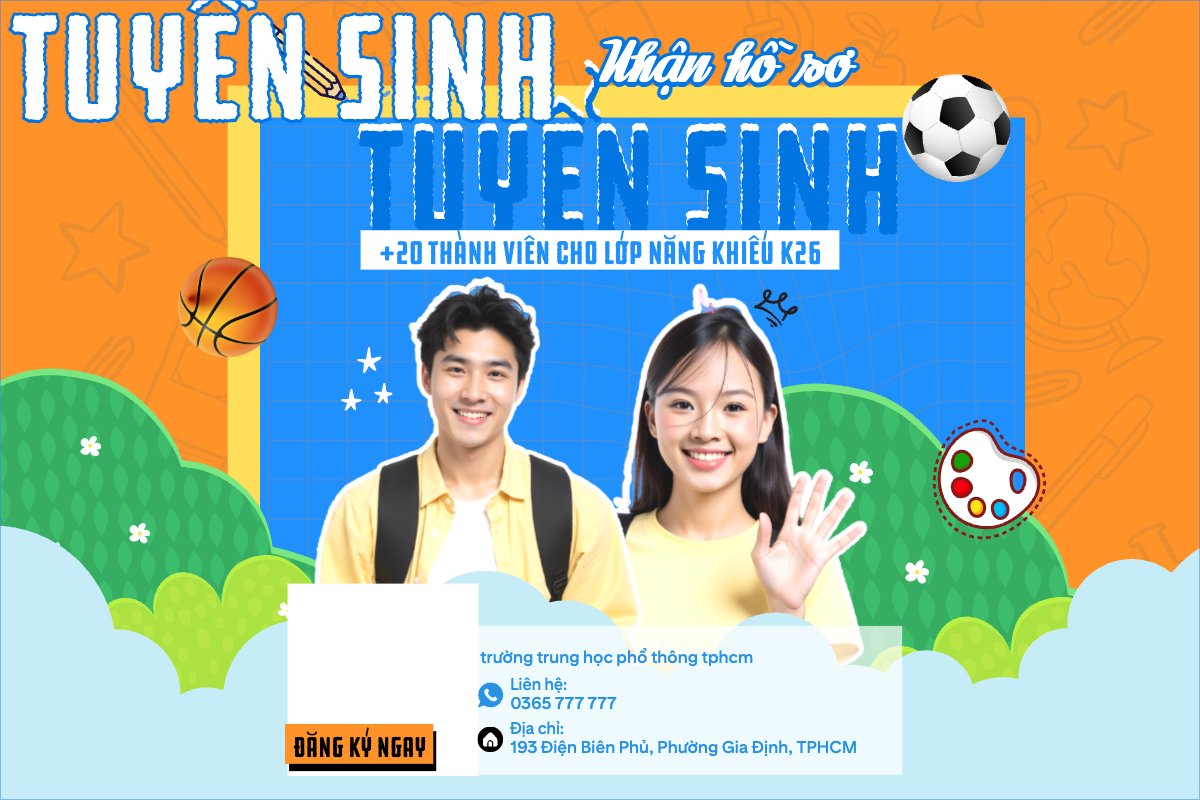 Mẫu Bài post MXH ngang Nhận hồ sơ tuyển sinh — LayerPic