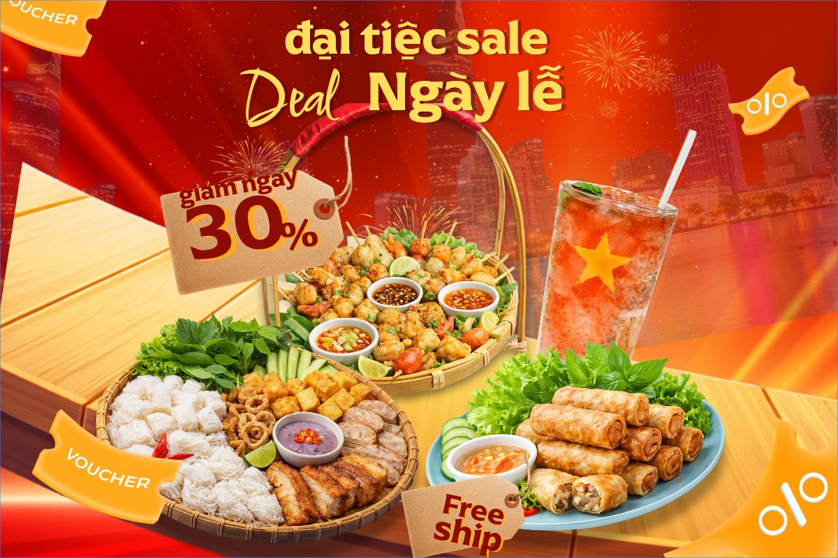 Mẫu Bài post MXH ngang Đại tiệc sale deal ngày lễ — LayerPic