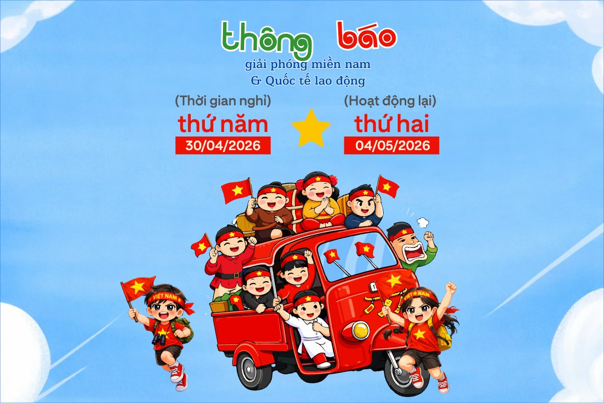 Mẫu Bài post MXH ngang Lịch nghỉ lễ 30/4-1/5 — LayerPic