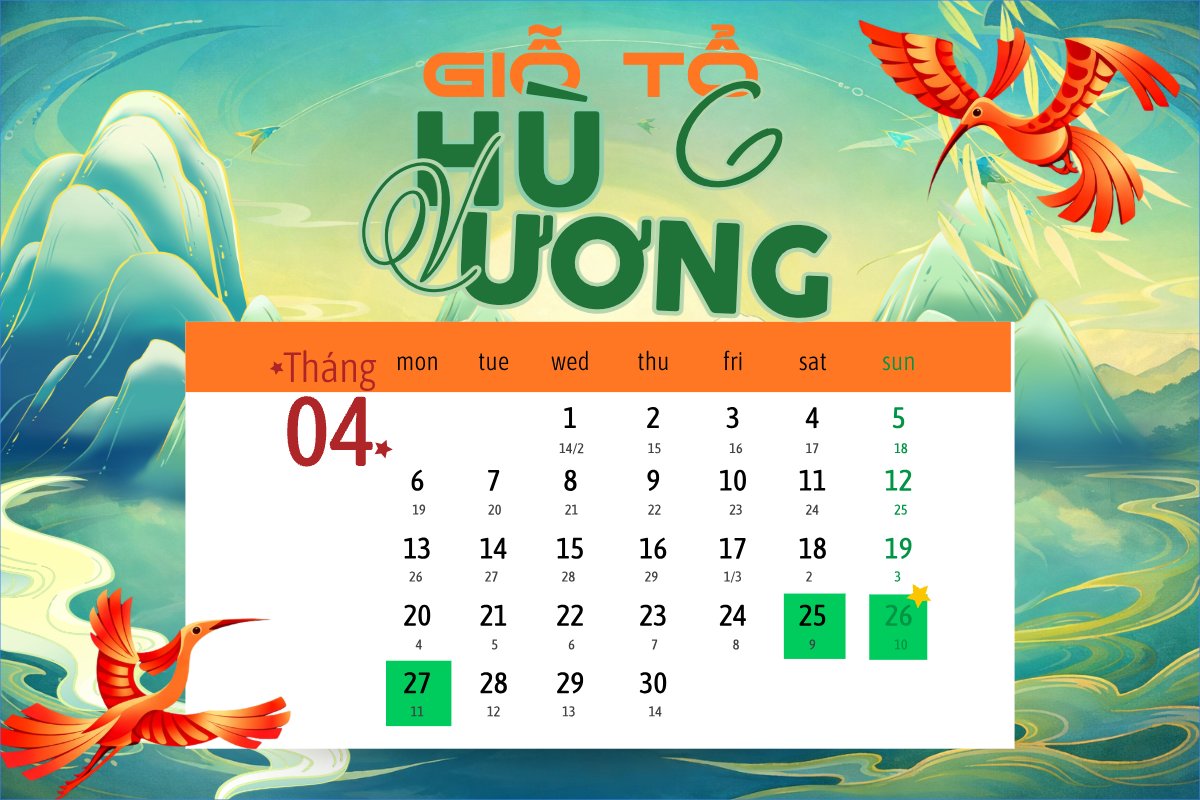 Mẫu Bài post MXH ngang Lịch nghỉ lễ 30/4-1/5 — LayerPic