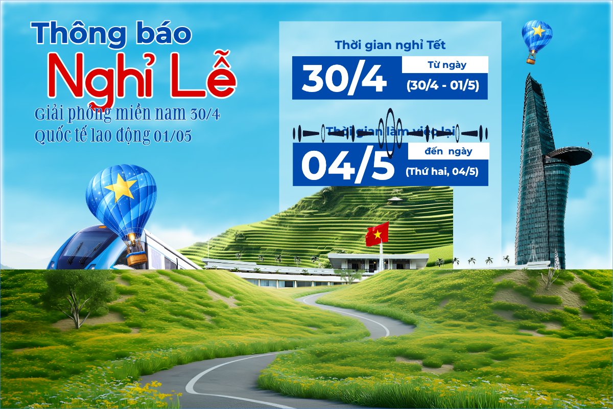 Mẫu Bài post MXH ngang Lịch nghỉ lễ 30/4-1/5 — LayerPic