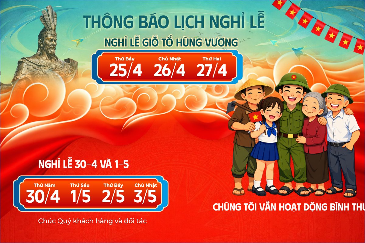 Mẫu Bài post MXH ngang Lịch nghỉ lễ 30.4 -1.5 — LayerPic