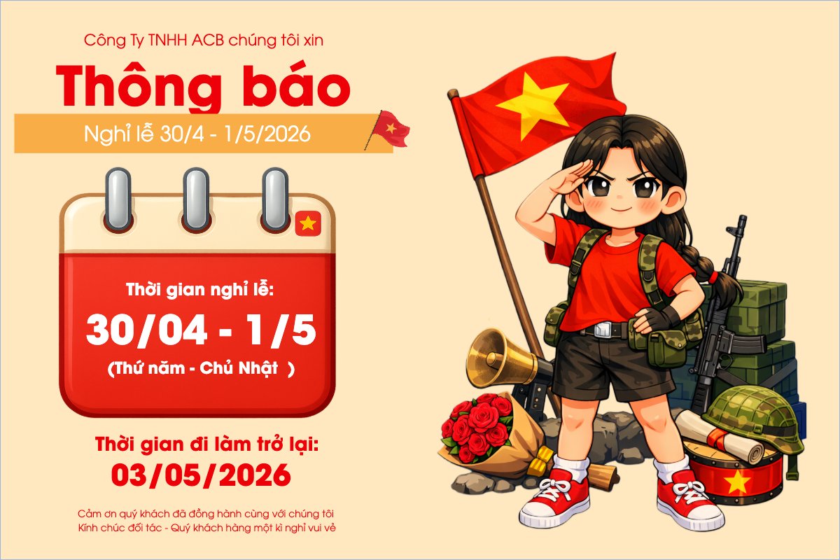 Mẫu Bài post MXH ngang Thông báo nghỉ lễ Giải phóng miền Nam 30/4 và Quốc tế Lao động 1/5 — LayerPic