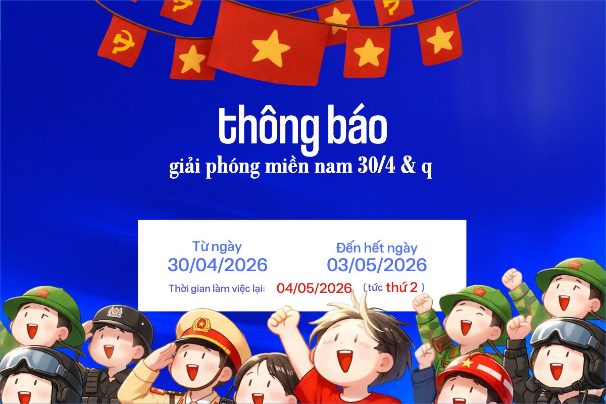 Mẫu Bài post MXH ngang Thông báo nghỉ lễ Giải phóng miền Nam 30/4 và Quốc tế Lao động 1/5 — LayerPic