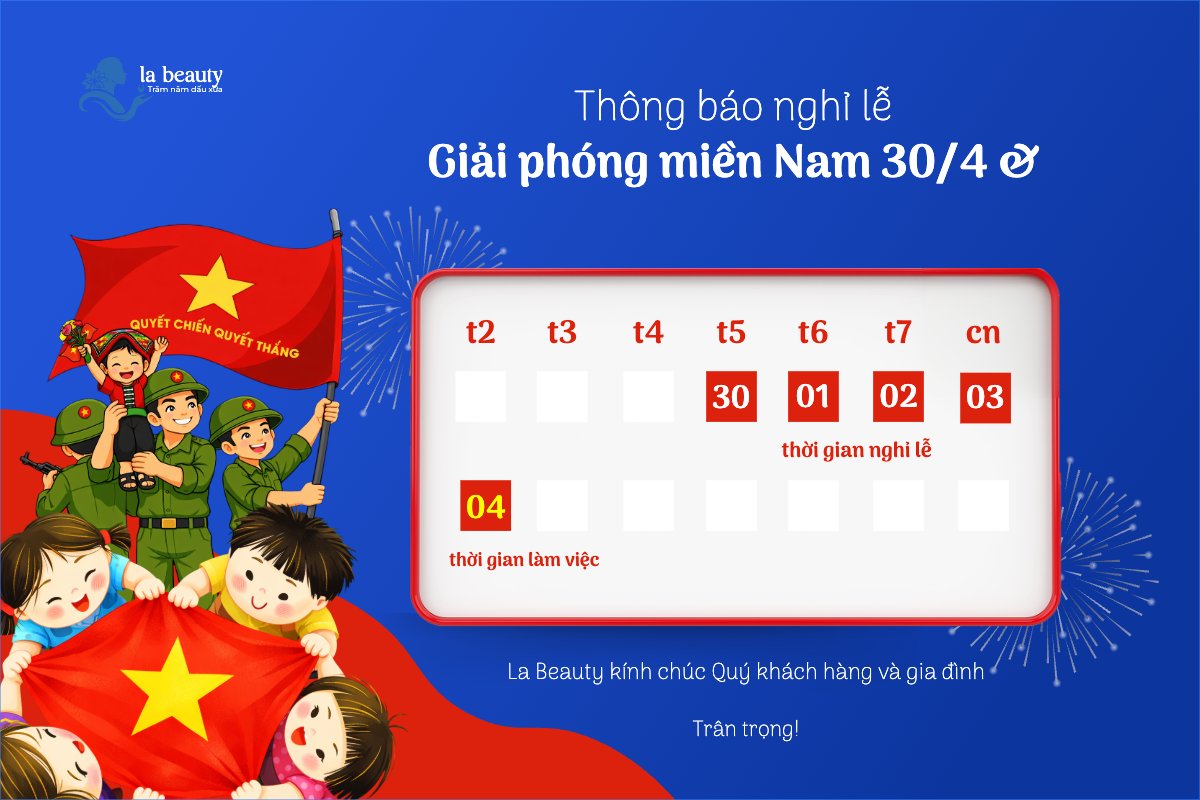 Mẫu Bài post MXH ngang Thông báo nghỉ lễ Giải phóng miền Nam 30/4 và Quốc tế Lao động 1/5 — LayerPic
