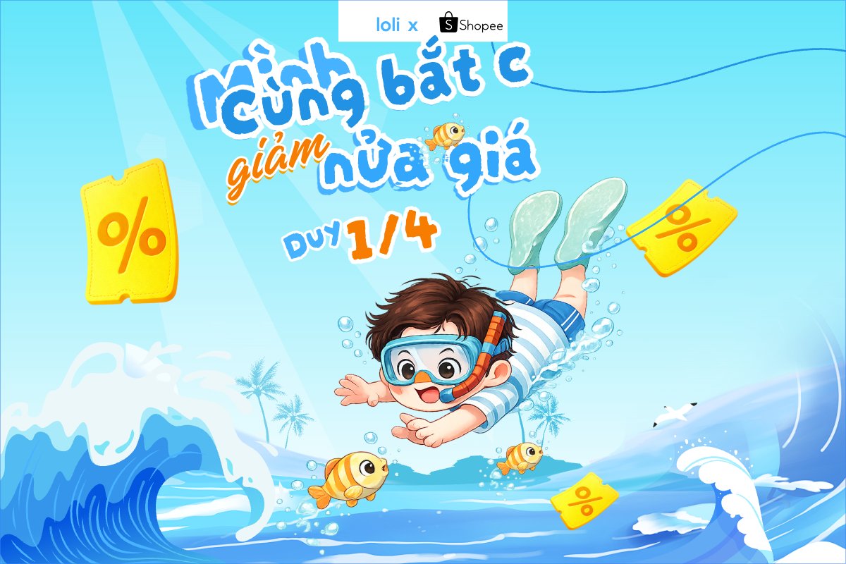 Mẫu Bài post MXH ngang Mình cùng bắt cá giảm ngay nửa giá — LayerPic