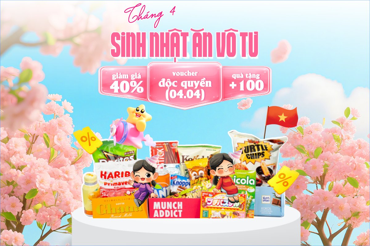 Mẫu Bài post MXH ngang Tháng 4 sinh nhật ăn vô tư — LayerPic