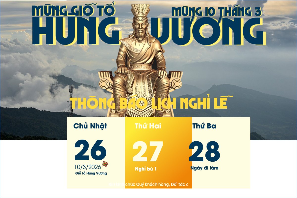Mẫu Bài post MXH ngang Lịch nghỉ lễ Giỗ Tổ Hùng Vương — LayerPic