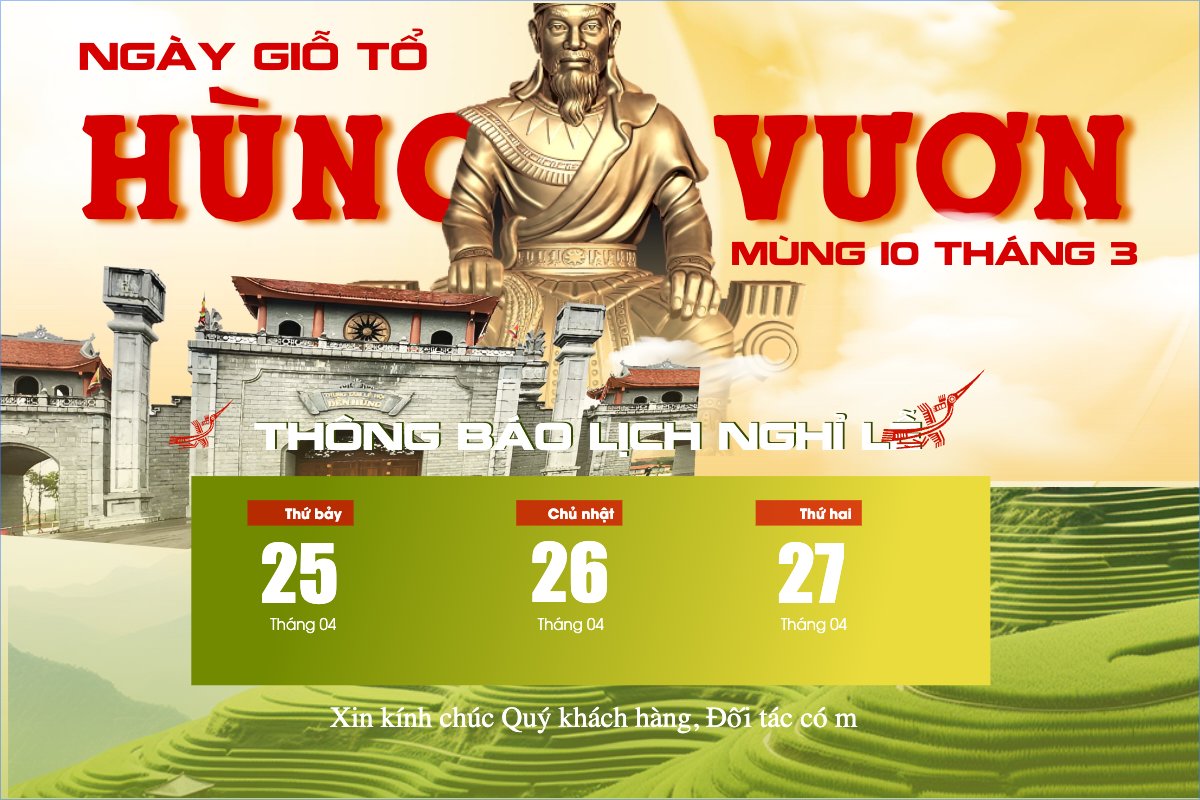 Mẫu Bài post MXH ngang Lịch nghỉ lễ Giỗ Tổ Hùng Vương — LayerPic