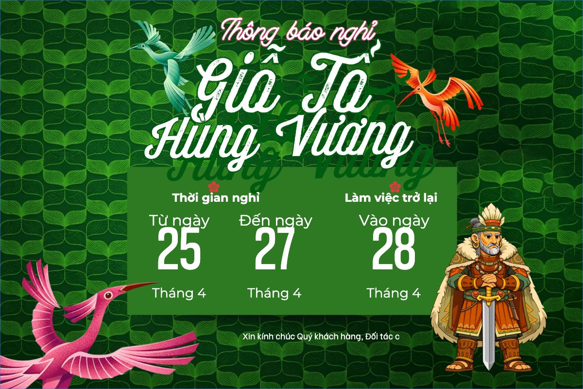 Mẫu Bài post MXH ngang Lịch nghỉ lễ Giỗ Tổ Hùng Vương — LayerPic