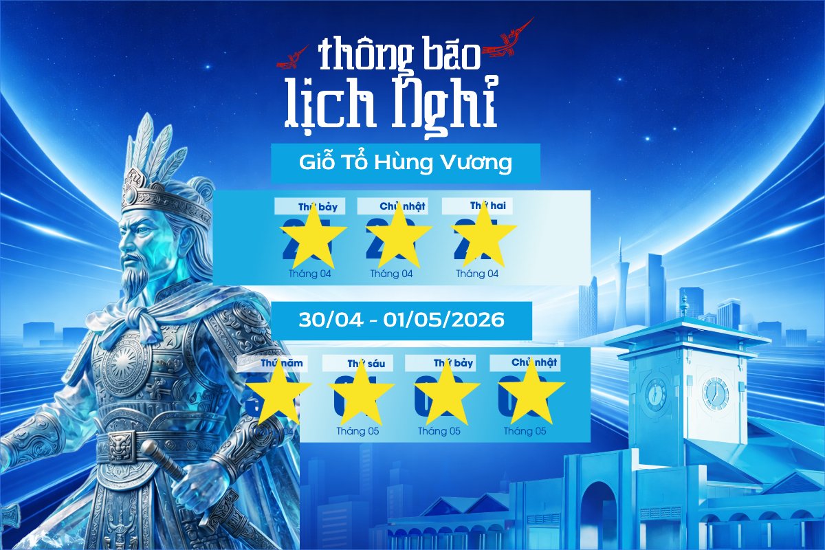 Mẫu Bài post MXH ngang Lịch nghỉ lễ Giỗ Tổ và 30/4-1/5 — LayerPic