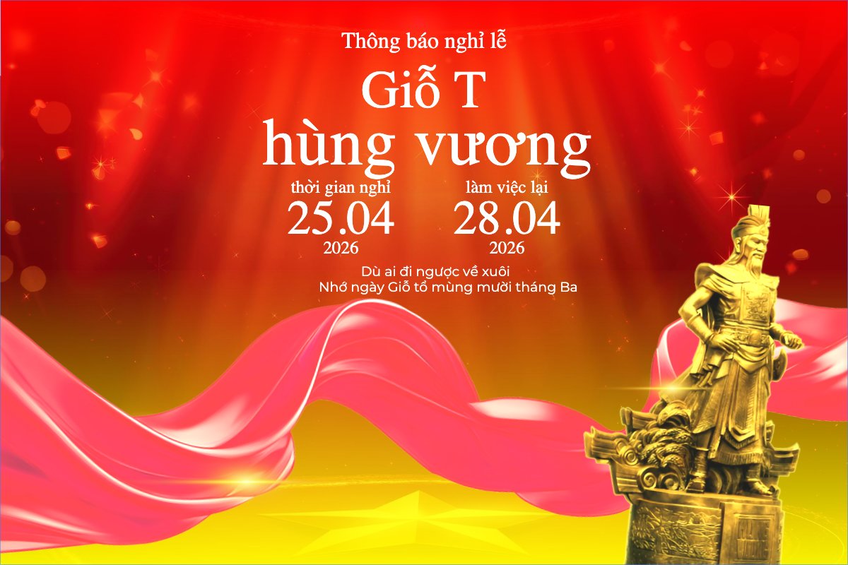Mẫu Bài post MXH ngang Thông báo nghỉ lễ Giỗ tổ Hùng Vương 2026 — LayerPic