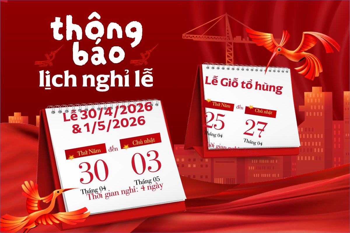 Mẫu Bài post MXH ngang Lịch nghỉ lễ Giỗ Tổ và 30/4-1/5 — LayerPic